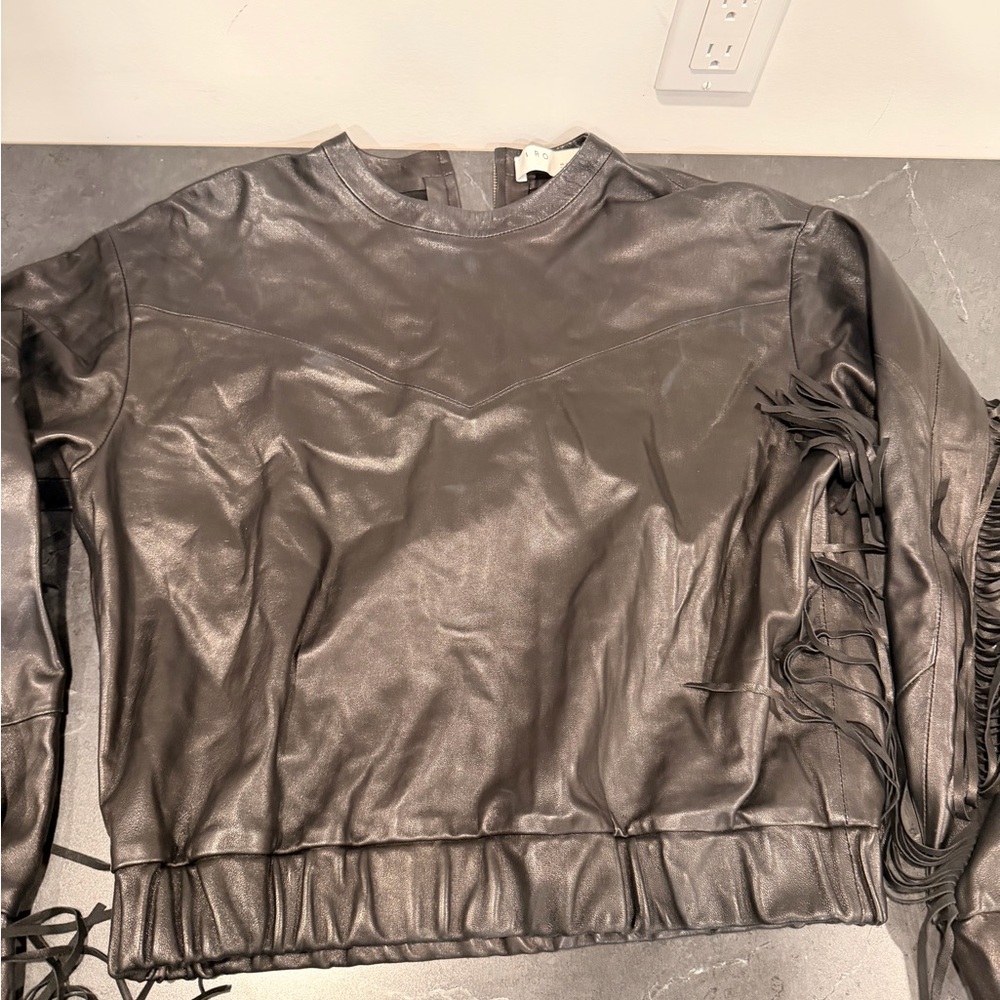 IRO Black Leather Women's blouse pre loved. - Picture 12 of 13